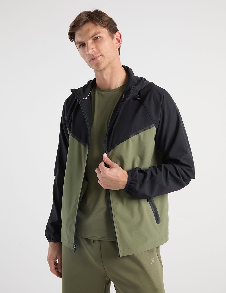 Chamarra casual capucha y bolsa para hombre